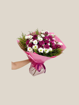 Mor ve Beyaz Papatya Karışımı Buketi